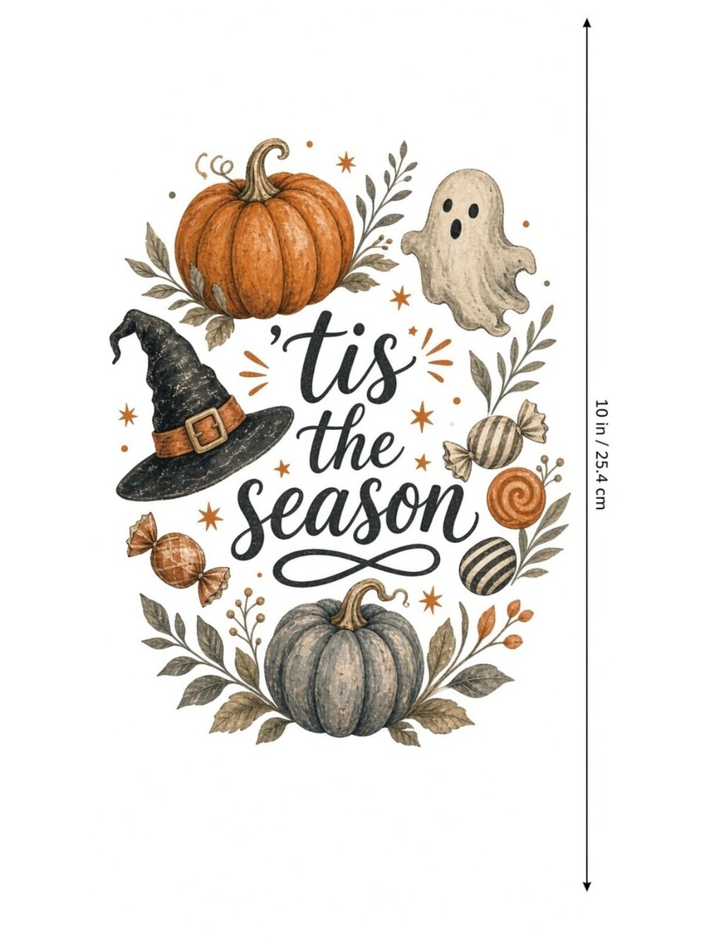 4pcs 10in Tis the Season Halloween Pumpkin DTF Transfer